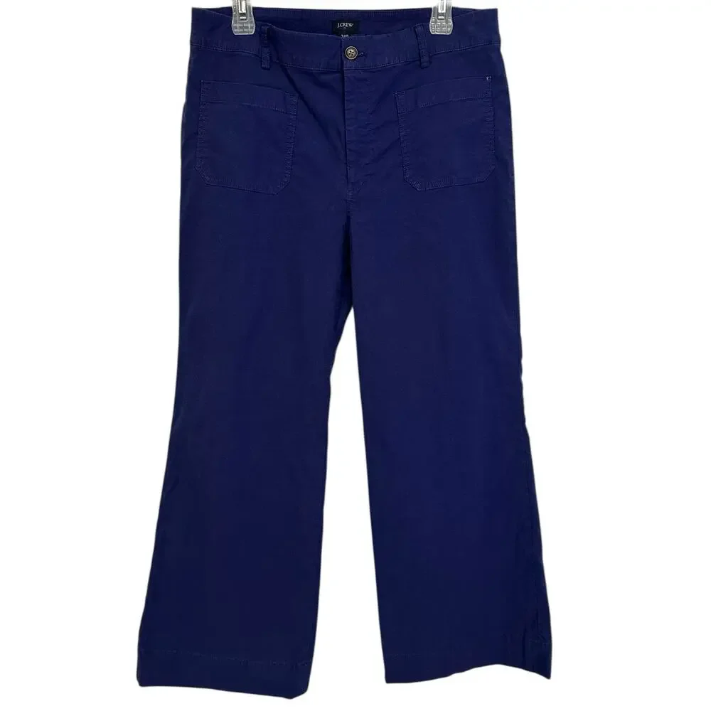 J. Crew Lizzie High Rise Patch Pocket Wide Leg Pant Blue BW805 Petite Size 31P - Picture 3 of 11